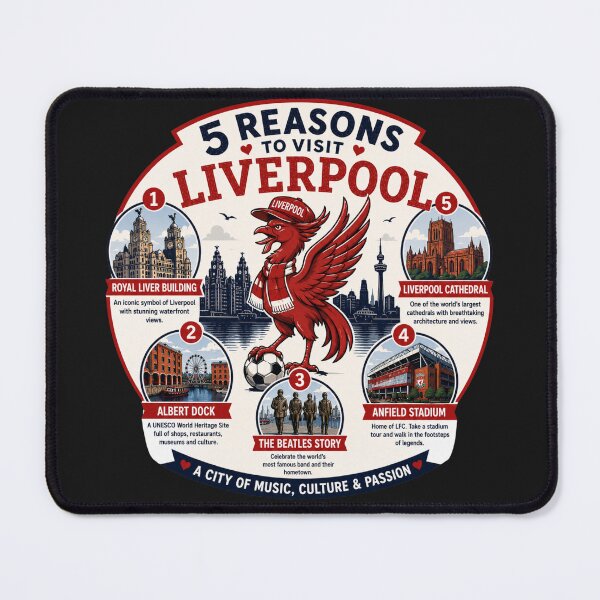 Item preview, 5 Reasons to Visit Liverpool T-Shirt  designed and sold by TheThriftyBrit.