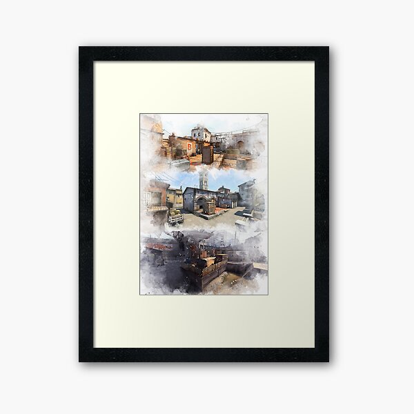 Item preview, Dust 2 Inferno and Overpass Watercolour CSGO Map Poster designed and sold by Naamiko.