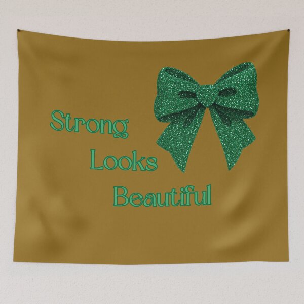 Item preview, Strong Looks Beautiful Green Glitter Bow Empowerment Design designed and sold by VariusDesigns.