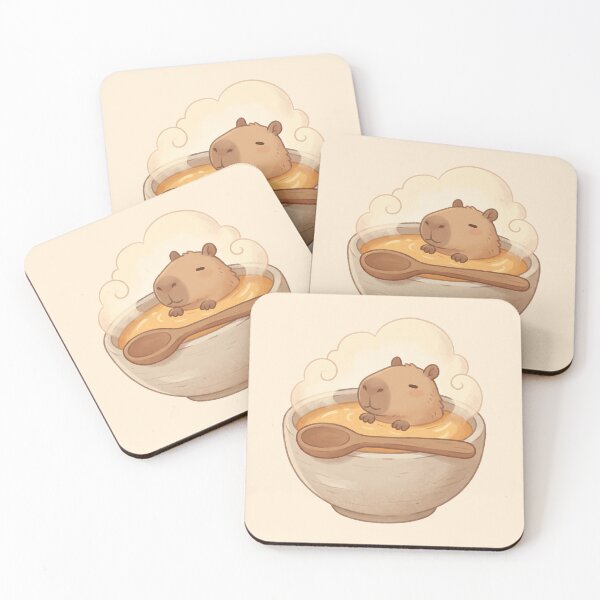 Item preview, Kawaii Capybara Soup Bath Cozy Food Trend designed and sold by MythicCotton.