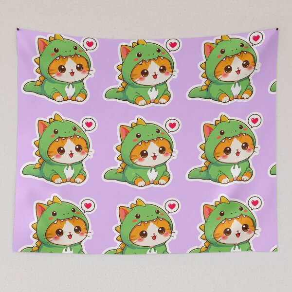 Item preview, Cute Cat Dinosaur Kawaii Sticker designed and sold by     NovaCraft.