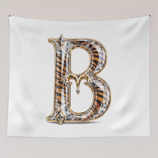 Item preview, Crystal Ramstripe Zodiac Tiger Aries Letter B designed and sold by BlissBlvdShop.