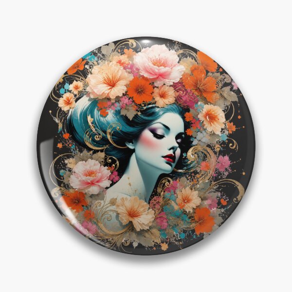 Item preview, Neon Violet Goddess Nouveau - Vivid Magenta Floral Profile designed and sold by KrzysztofART.