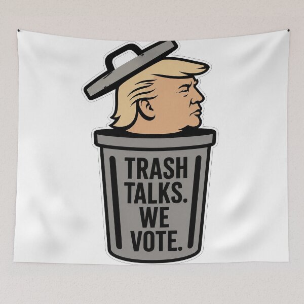 Item preview, Trash Talks We Vote Political Humor Trash Can Cartoon designed and sold by Owcomm.
