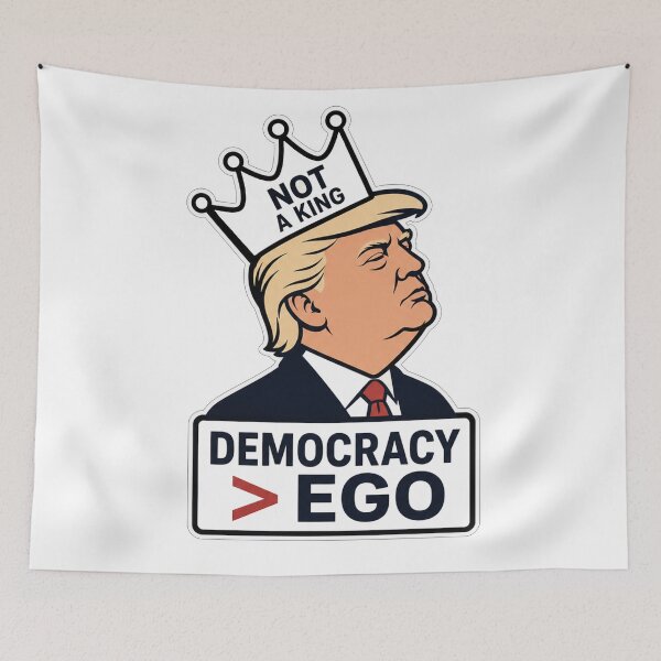 Item preview, Democracy Greater Than Ego Not A King Political Cartoon Crown designed and sold by Owcomm.
