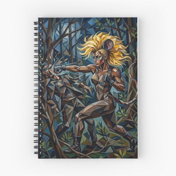 Item preview, Cubist mutant warrior fighting in the night forest. Geometric art. designed and sold by Curiosiart.