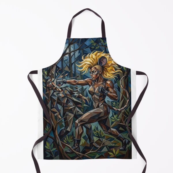 Item preview, Cubist mutant warrior fighting in the night forest. Geometric art. designed and sold by Curiosiart.
