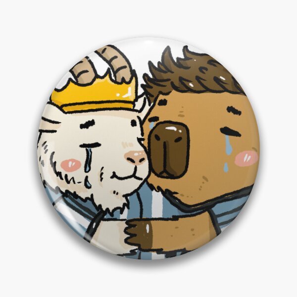 Item preview, GOAT Hug Capybara Sticker | Argentina Football | Cute Messi Tribute | Awkward Animal Hat Club designed and sold by chupichapa.
