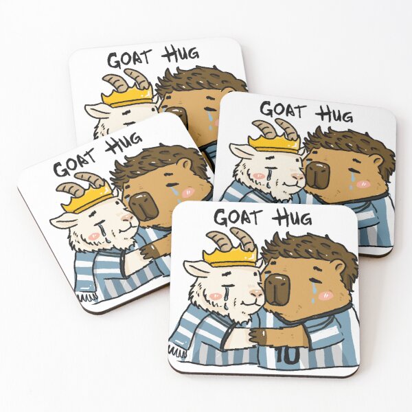 Item preview, GOAT Hug Capybara Sticker | Argentina Football | Cute Messi Tribute | Awkward Animal Hat Club designed and sold by chupichapa.