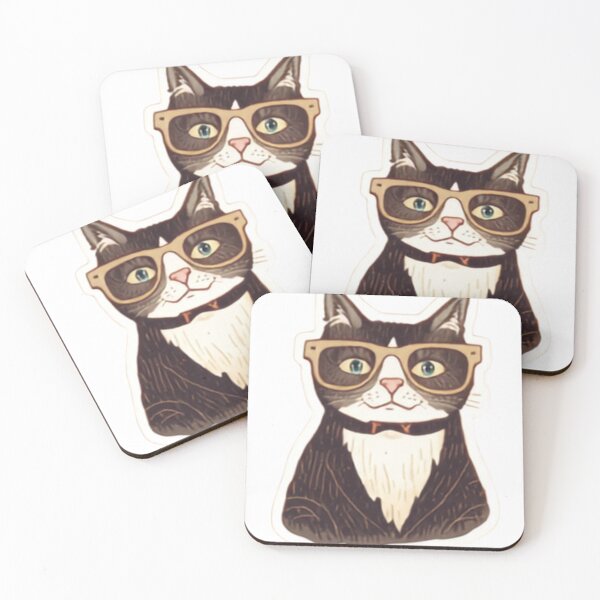 Item preview, Funny Tuxedo Cat with Glasses Vintage Aesthetic Sticker designed and sold by Doka  Images.