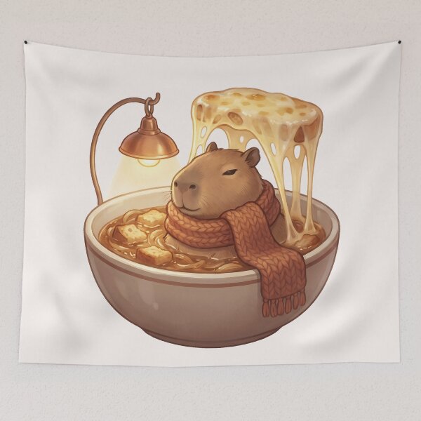 Item preview, Kawaii Capybara French Onion Soup Food Trend designed and sold by MythicCotton.