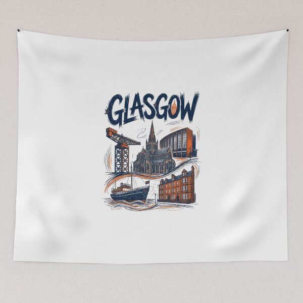 Item preview, Glasgow Skyline Art | Finnieston Crane & River Clyde | Wall Art designed and sold by Amber Sky Creations.