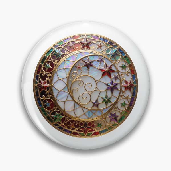 Item preview, Stained Glass Moon Sticker | Celestial Moon Art designed and sold by AillustriaAK.