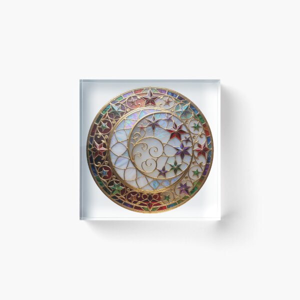 Item preview, Stained Glass Moon Sticker | Celestial Moon Art designed and sold by AillustriaAK.