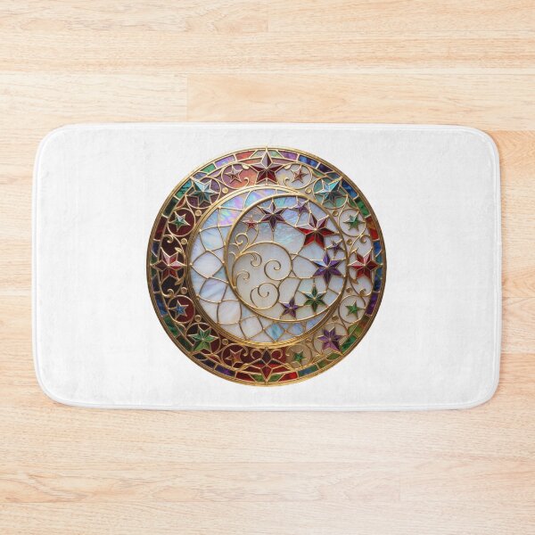 Item preview, Stained Glass Moon Sticker | Celestial Moon Art designed and sold by AillustriaAK.