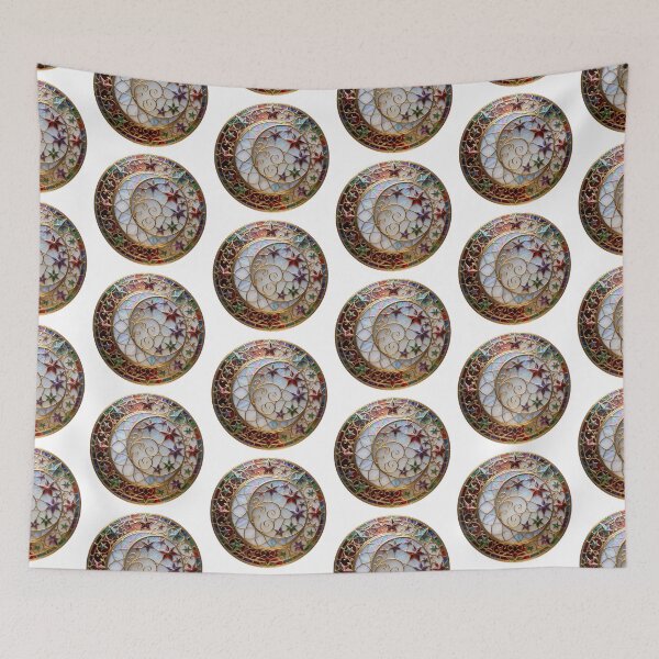 Aperçu de l'œuvre Stained Glass Moon Sticker | Celestial Moon Art créée et vendue par AillustriaAK.