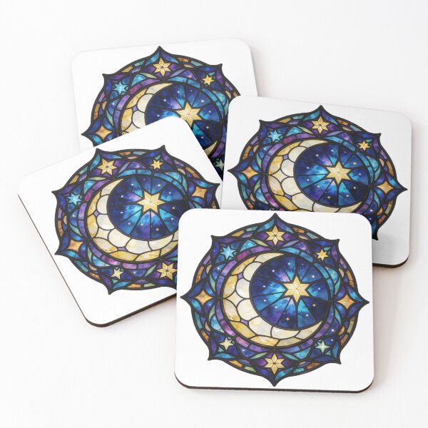 Item preview, Stained Glass Moon Sticker | Celestial Moon Art designed and sold by AillustriaAK.