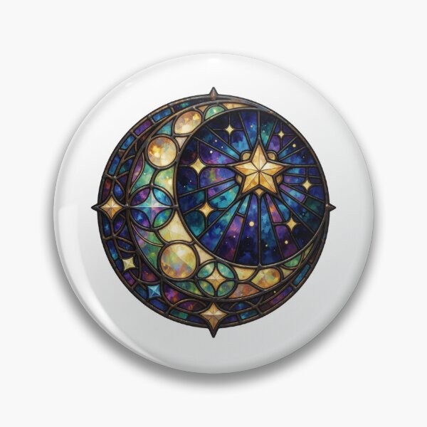 Item preview, Stained Glass Moon Sticker | Celestial Moon Art designed and sold by AillustriaAK.