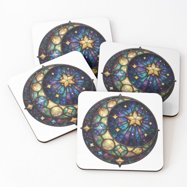 Item preview, Stained Glass Moon Sticker | Celestial Moon Art designed and sold by AillustriaAK.