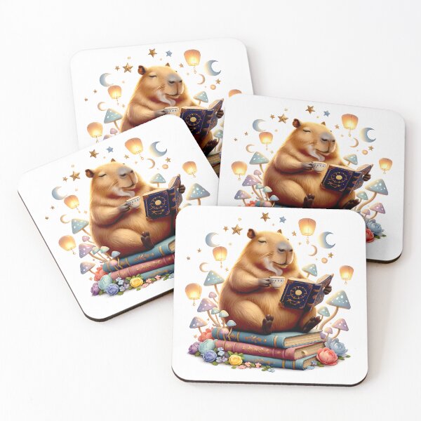 Item preview, Moonlit Tea Capybara | Dreamy Fantasy Book Lover Cottagecore Art designed and sold by Clothes With Smiling Animals Walt Gral.