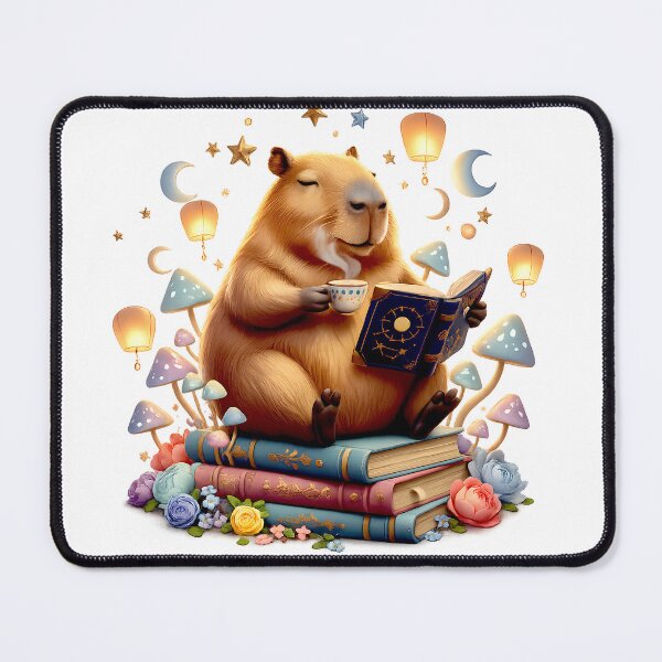 Item preview, Moonlit Tea Capybara | Dreamy Fantasy Book Lover Cottagecore Art designed and sold by Clothes With Smiling Animals Walt Gral.