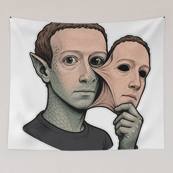 Item preview, Mark Zuckerberg Reptilian Mask Reveal designed and sold by Owcomm.