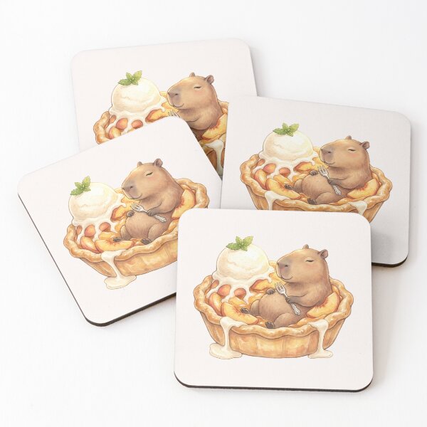 Item preview, Kawaii Capybara Peach Pie Food Trend designed and sold by MythicCotton.