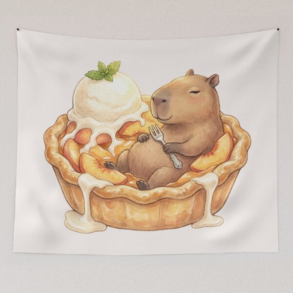 Item preview, Kawaii Capybara Peach Pie Food Trend designed and sold by MythicCotton.