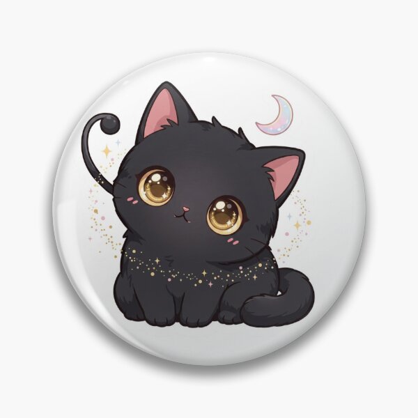 Item preview, Cute Kawaii Black Cat with Crescent Moon designed and sold by     NovaCraft.