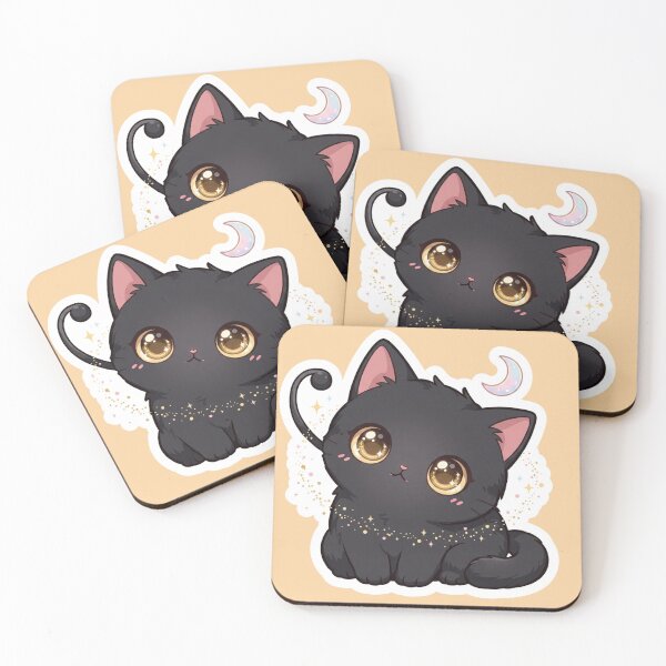 Item preview, Cute Kawaii Black Cat with Crescent Moon designed and sold by     NovaCraft.