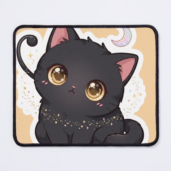 Item preview, Cute Kawaii Black Cat with Crescent Moon designed and sold by     NovaCraft.
