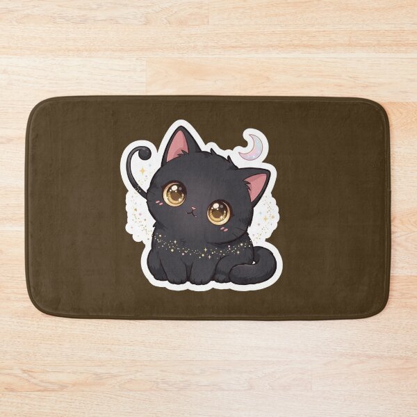 Item preview, Cute Kawaii Black Cat with Crescent Moon designed and sold by     NovaCraft.