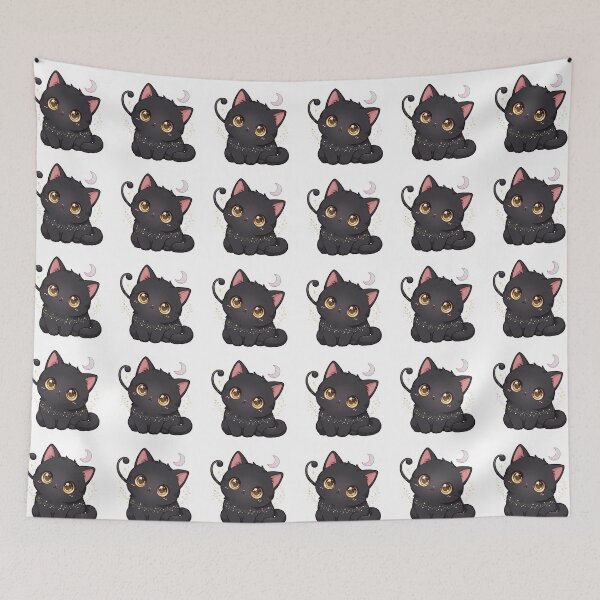 Item preview, Cute Kawaii Black Cat with Crescent Moon designed and sold by     NovaCraft.