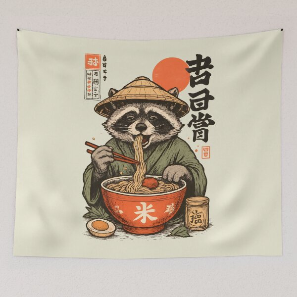 Item preview, Raccoon Eating Ramen designed and sold by Alema Art.