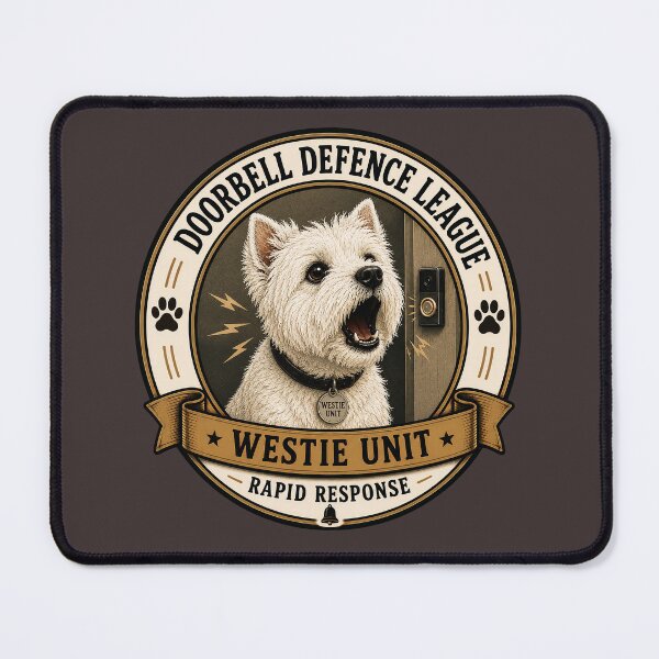 Item preview, Doorbell Defence League - Westie Unit - Rapid Response/ Funny Westie Dog Badge Logo  designed and sold by Halejo68.