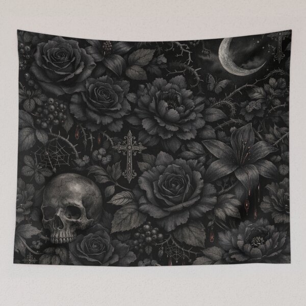 Item preview, Gothic Midnight Garden Floral Skull designed and sold by Owcomm.