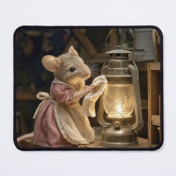Item preview, Mouse Dusting an Antique Lantern designed and sold by Maria Dryfhout.