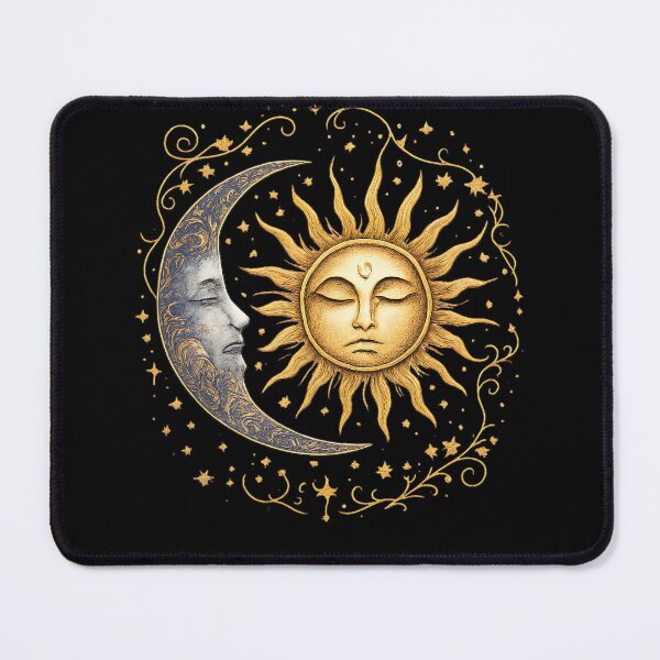 Item preview, Sun and Moon Celestial Face Gold Mystical Astrology Art designed and sold by BumbleBloom7.