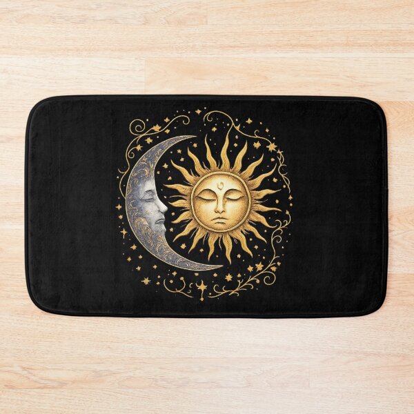 Item preview, Sun and Moon Celestial Face Gold Mystical Astrology Art designed and sold by BumbleBloom7.