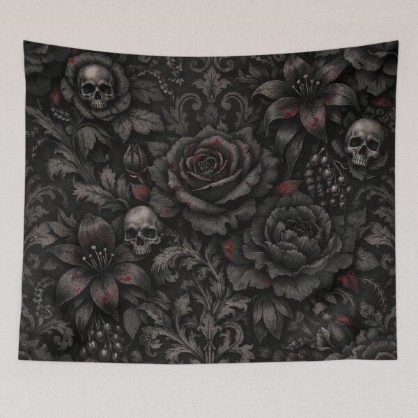 Item preview, Gothic Victorian Floral Skull Damask designed and sold by Owcomm.