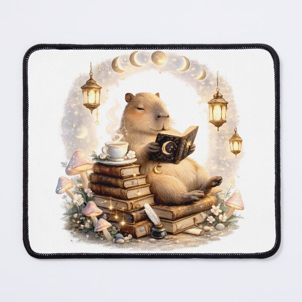 Item preview, Moonlit Tea Time Capybara | Cozy Fantasy Book Lover Art designed and sold by Clothes With Smiling Animals Walt Gral.