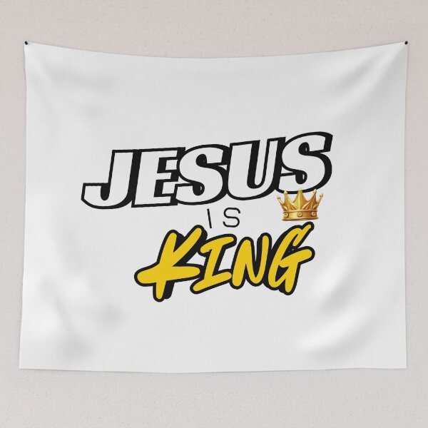 Item preview, Jesus Is King Crown Christian Typography designed and sold by LensDyn™.
