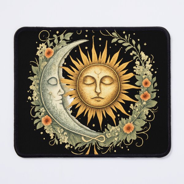Item preview, Sun and Moon Floral Wreath Botanical Celestial Art designed and sold by BumbleBloom7.