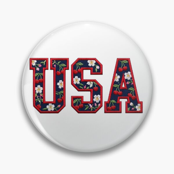 Item preview, USA Cherry Blossom Appliqué Embroidered 4th of July Patriotic Floral Graphic designed and sold by Atlas & Summit Co..