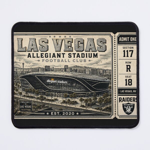 Item preview, Las Vegas Raiders Allegiant Stadium Vintage Ticket, Retro Stadium Art Print designed and sold by GhostDawgs.