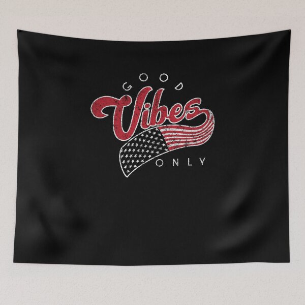 Item preview, Good Vibes Only Retro Red Patriotic Script designed and sold by The secret storage room.
