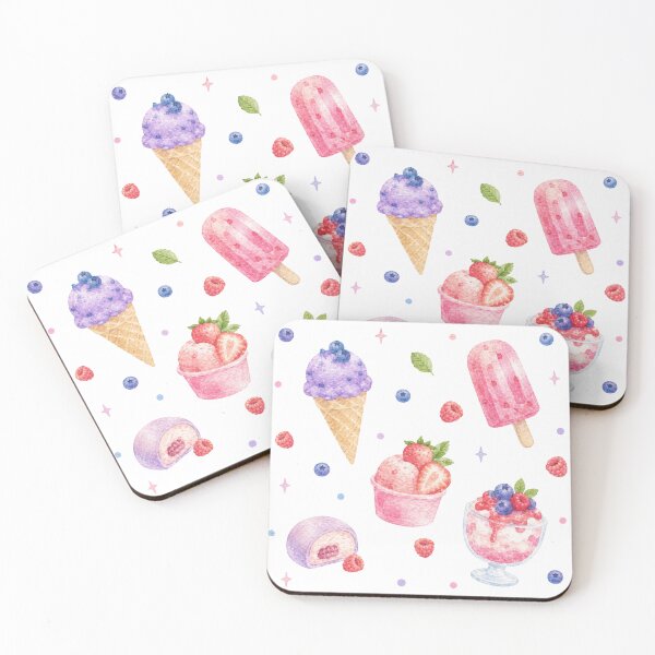 Item preview, Watercolor Berry Ice Cream Dessert designed and sold by Ora-kuro.