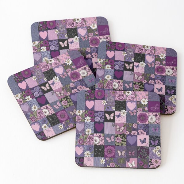 Item preview, Purple Butterfly & Floral Patchwork designed and sold by INKRebelGraphic.