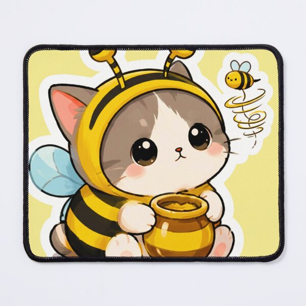Item preview, Cute Kawaii Cat in Bumblebee Costume with Honey Pot designed and sold by     NovaCraft.