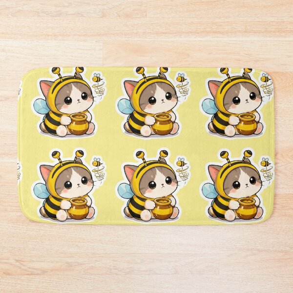 Item preview, Cute Kawaii Cat in Bumblebee Costume with Honey Pot designed and sold by     NovaCraft.